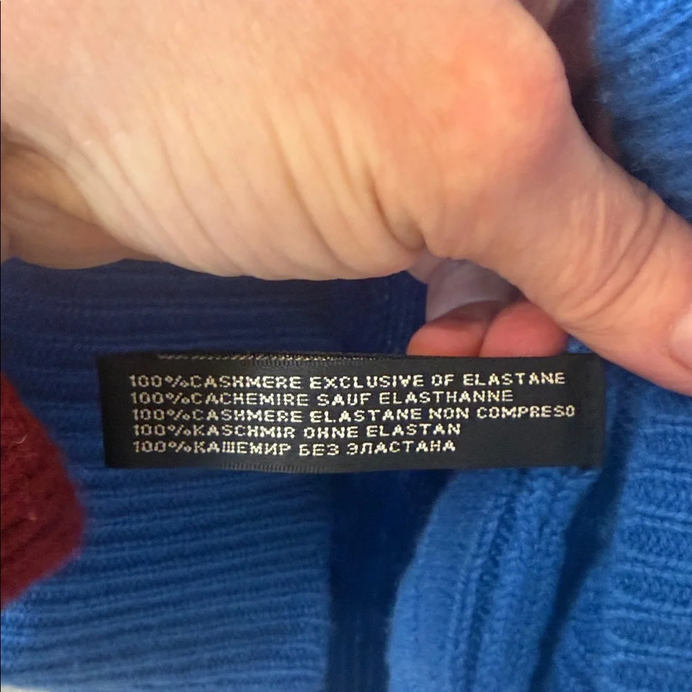 Ralph Lauren Cobalt Blue V-Neck Sweater cashmere cable sweater - Picture 7 of 7